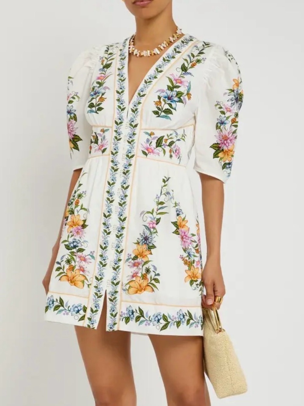 Farm Rio Sweet Bloom Dreamscape Puff Sleeve Mini Dress
